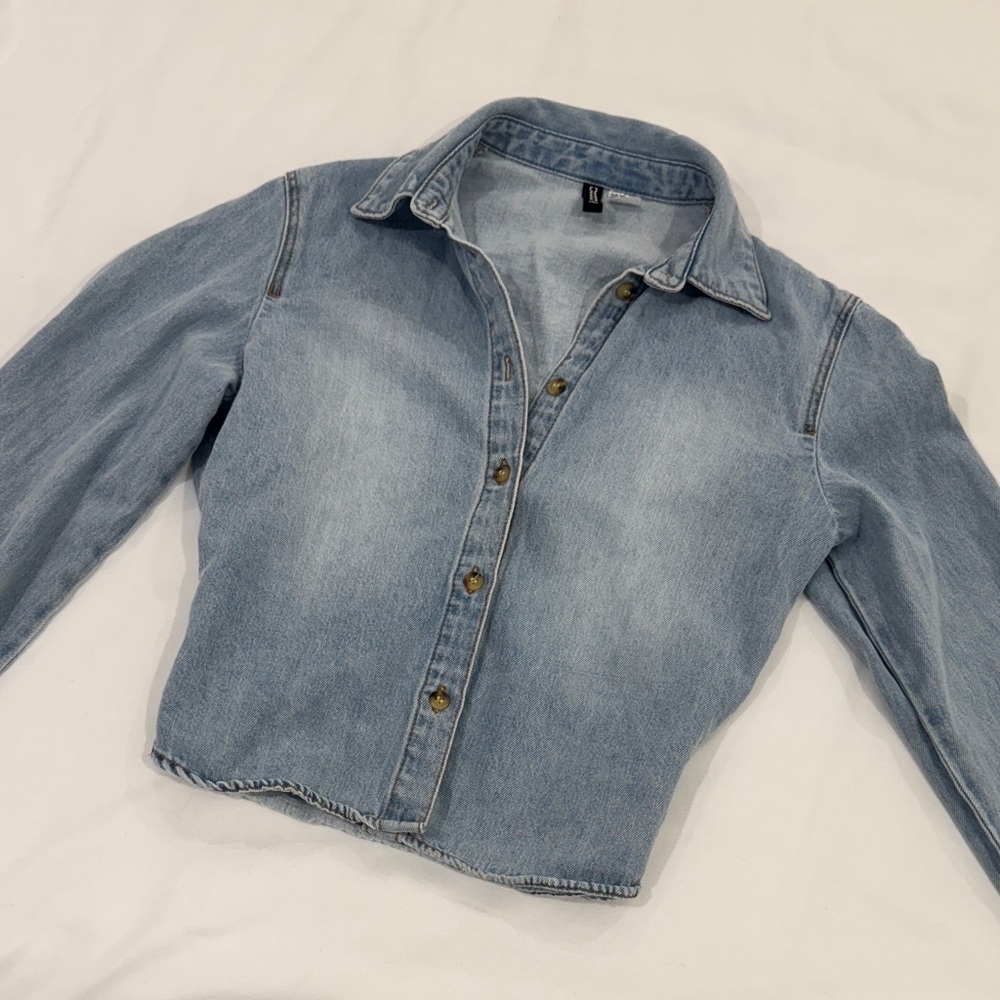 Light Blue Denim Button-Up Shirt